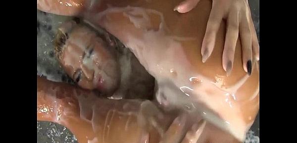  Girl discover a mysterious glory hole and get covered with slime
